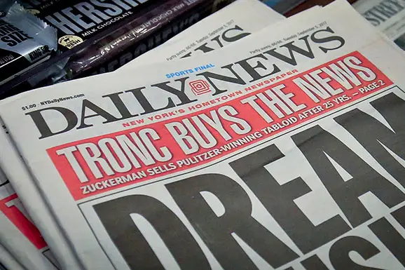 The cover after Tronc bought the Daily News in September 2017
